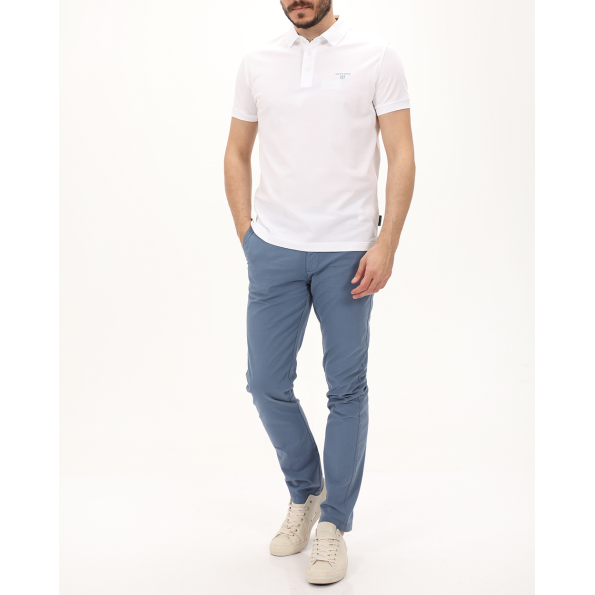 Ανδρική polo μπλούζα NAVY & GREEN λευκή