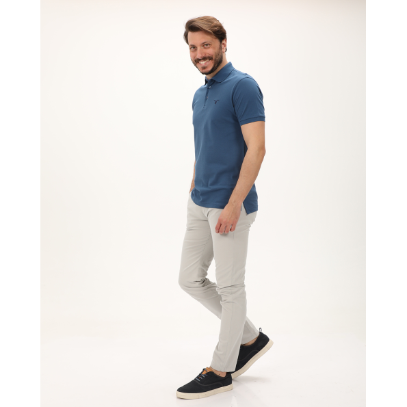 Ανδρικό chino παντελόνι NAVY & GREEN MODERN FIT γκρι