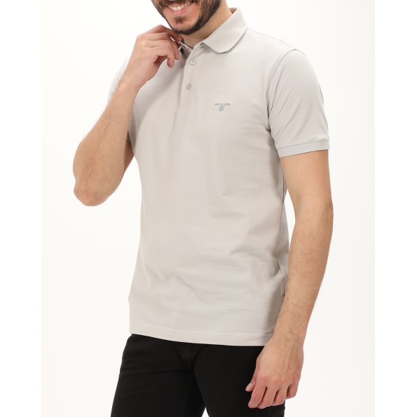 Ανδρική polo μπλούζα NAVY & GREEN γκρι