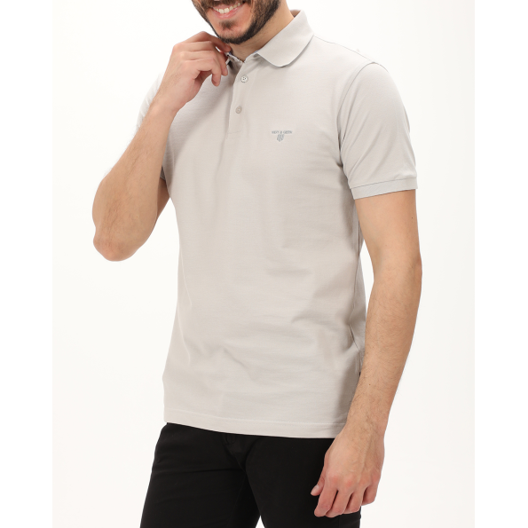 Ανδρική polo μπλούζα NAVY & GREEN γκρι