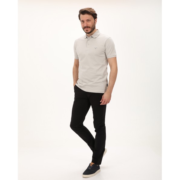 Ανδρική polo μπλούζα NAVY & GREEN γκρι
