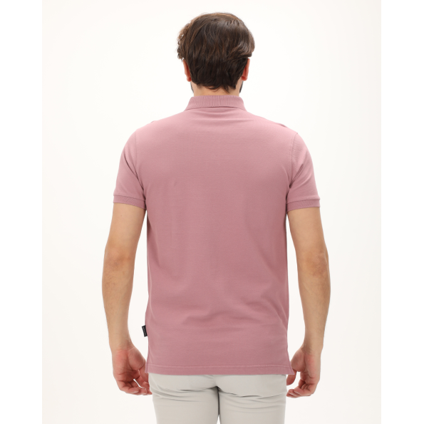 Ανδρική polo μπλούζα NAVY & GREEN ροζ