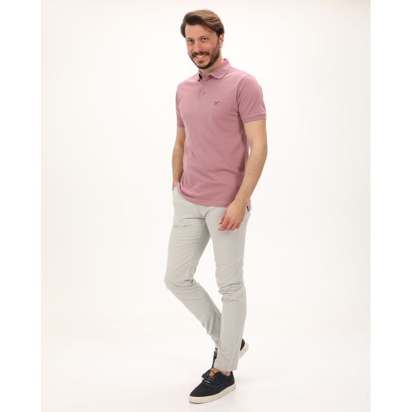 Ανδρική polo μπλούζα NAVY & GREEN ροζ