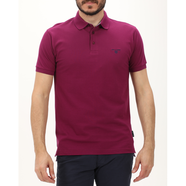 Ανδρική polo μπλούζα NAVY & GREEN μπορντό