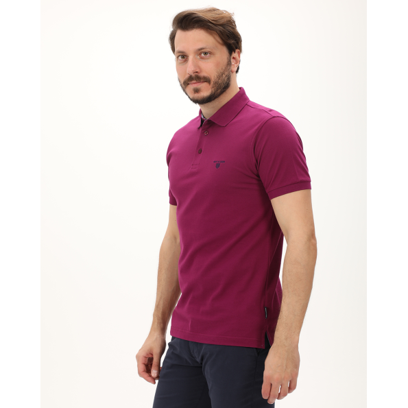 Ανδρική polo μπλούζα NAVY & GREEN μπορντό