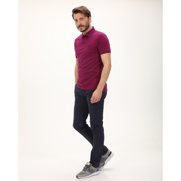 Ανδρική polo μπλούζα NAVY & GREEN μπορντό
