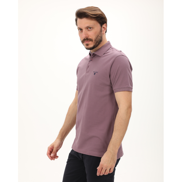 Ανδρική polo μπλούζα NAVY & GREEN μοβ