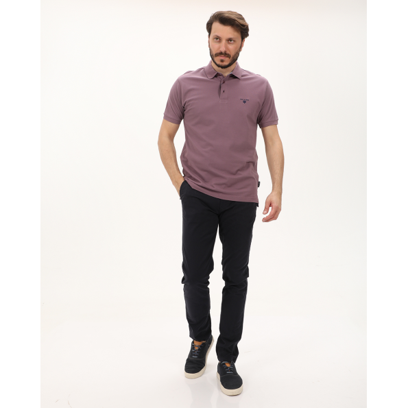 Ανδρική polo μπλούζα NAVY & GREEN μοβ