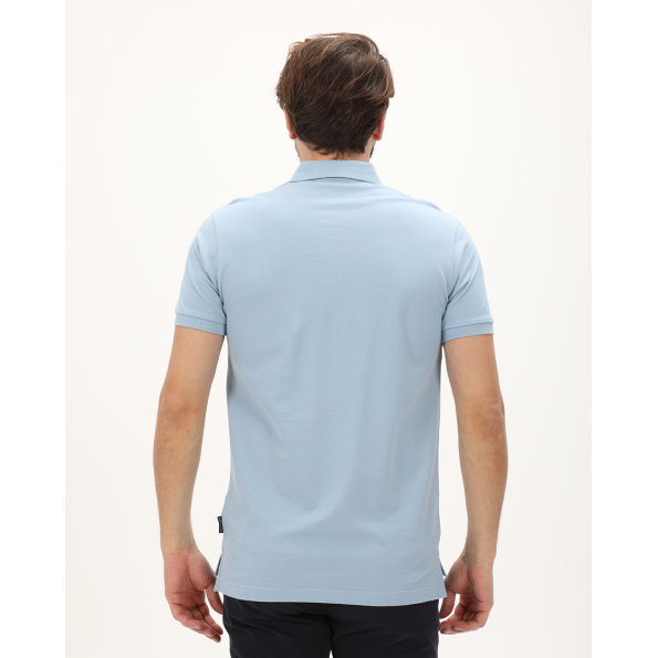 Ανδρική polo μπλούζα NAVY & GREEN γαλάζια