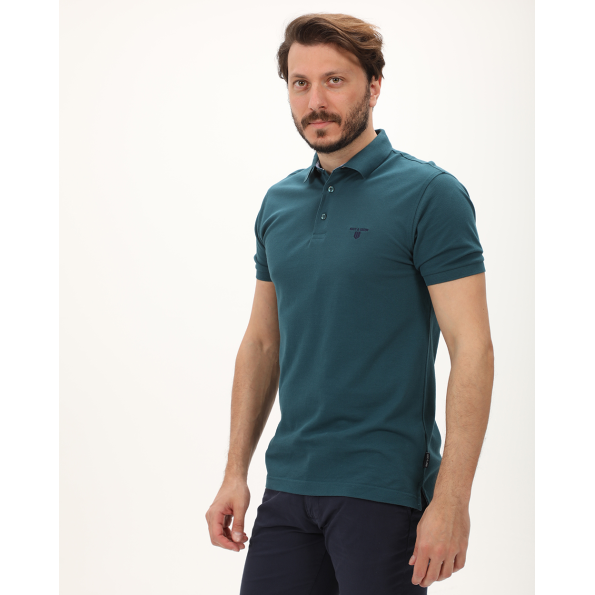 Ανδρική polo μπλούζα NAVY & GREEN μπλε