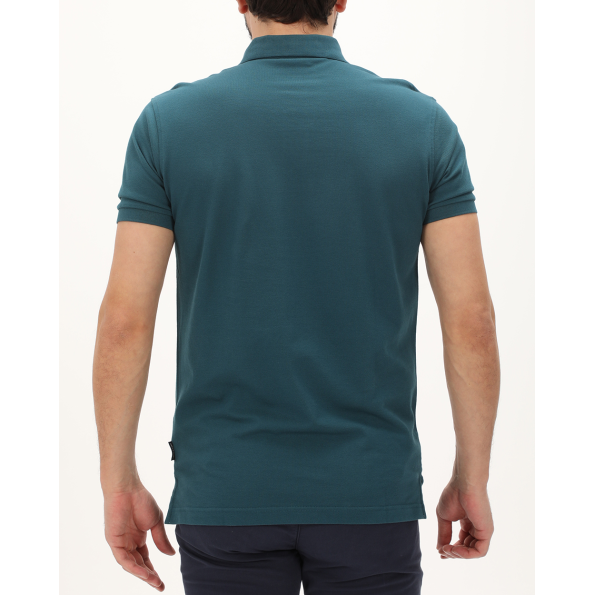 Ανδρική polo μπλούζα NAVY & GREEN μπλε