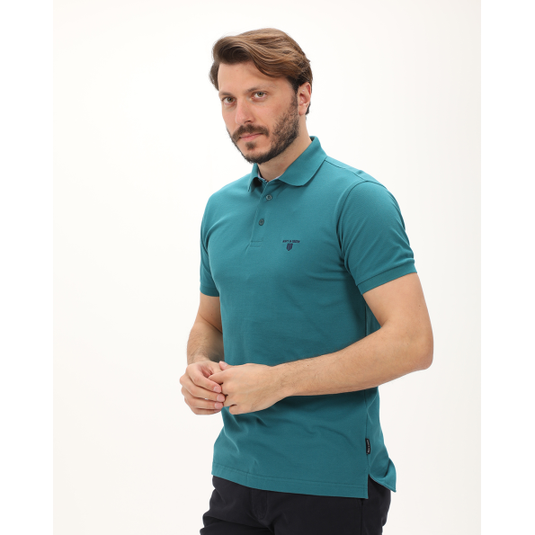 Ανδρική polo μπλούζα NAVY & GREEN μπλε
