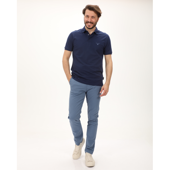 Ανδρική polo μπλούζα NAVY & GREEN μπλε