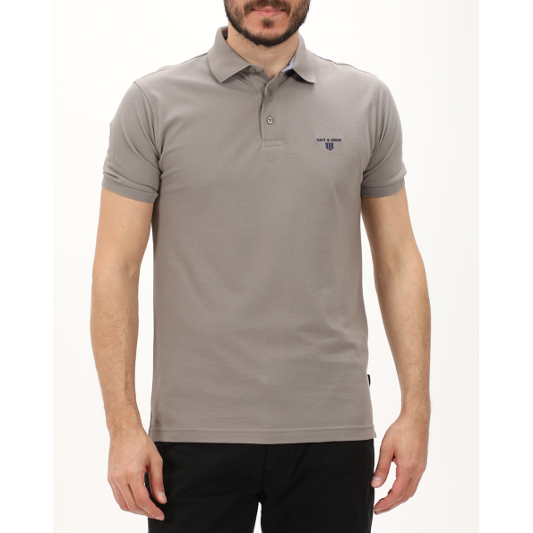 Ανδρική polo μπλούζα NAVY & GREEN γκρι