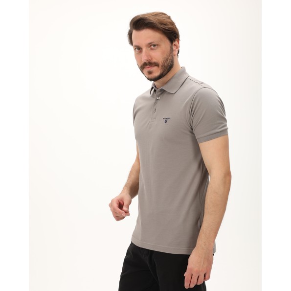 Ανδρική polo μπλούζα NAVY & GREEN γκρι
