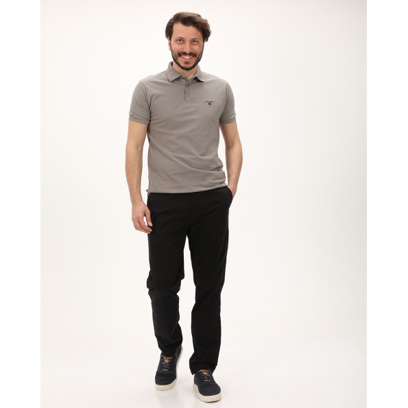 Ανδρική polo μπλούζα NAVY & GREEN γκρι