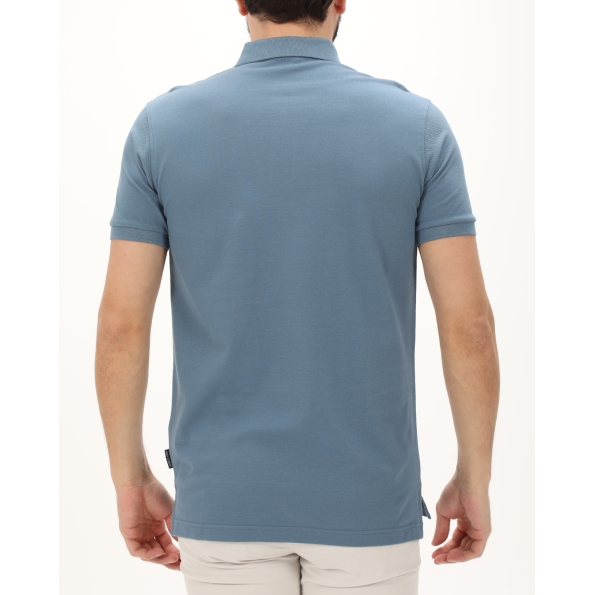 Ανδρική polo μπλούζα NAVY & GREEN γαλάζια
