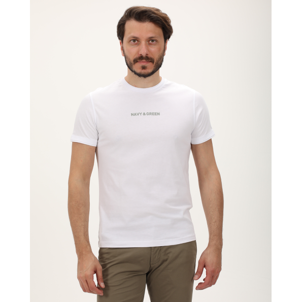 Ανδρική μπλούζα NAVY & GREEN λευκή