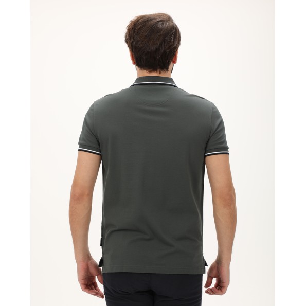 Ανδρική polo μπλούζα NAVY & GREEN γκρι