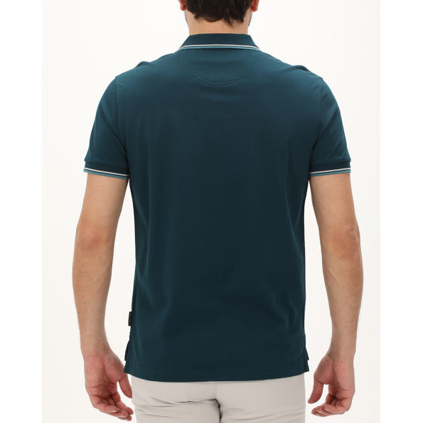 Ανδρική polo μπλούζα NAVY & GREEN πετρόλ Ανδρικά