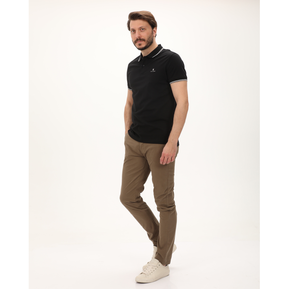 Ανδρική polo μπλούζα NAVY & GREEN μαύρη