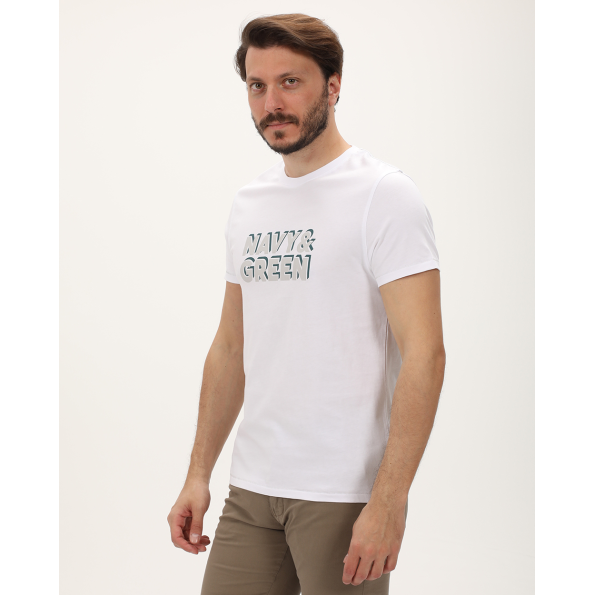 Ανδρική μπλούζα NAVY & GREEN λευκή Ανδρικά