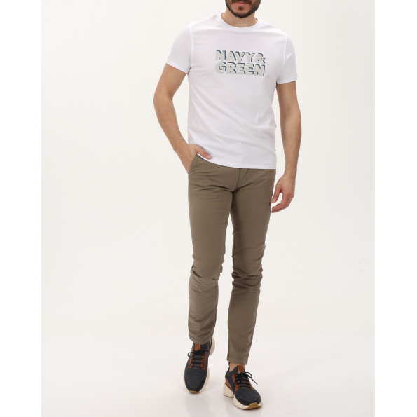 Ανδρική μπλούζα NAVY & GREEN λευκή Ανδρικά