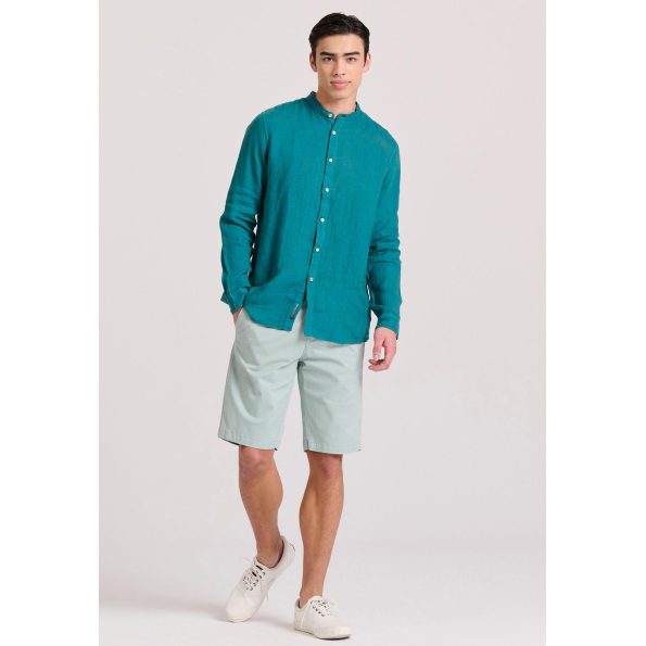 Ανδρικό λινό πουκάμισο FUNKY BUDDHA FBM009-003-05 μπλε Ανδρικά
