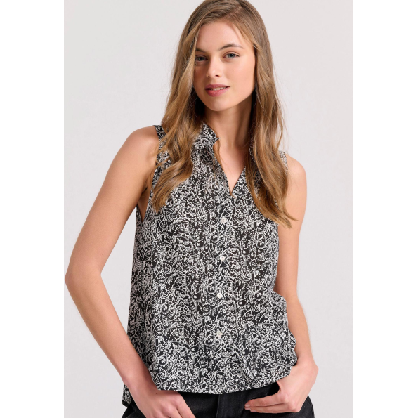 Γυναικείο αμάνικο πουκάμισο FUNKY BUDDHA FBL009-104-05 έμπριμε 