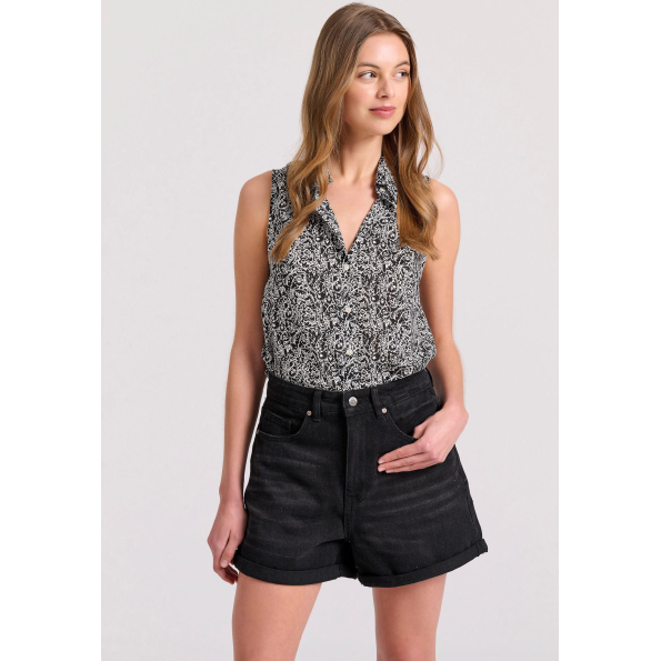 Γυναικείο αμάνικο πουκάμισο FUNKY BUDDHA FBL009-104-05 έμπριμε 