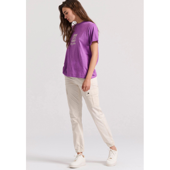 Γυναικείο cargo παντελόνι FUNKY BUDDHA FBL009-101-02 εκρού Γυναικεία