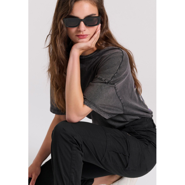 Γυναικείο cargo παντελόνι FUNKY BUDDHA FBL009-101-02 μαύρο Γυναικεία