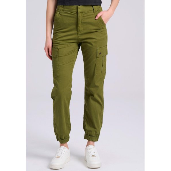 Γυναικείο cargo παντελόνι FUNKY BUDDHA FBL009-101-02 χακί 