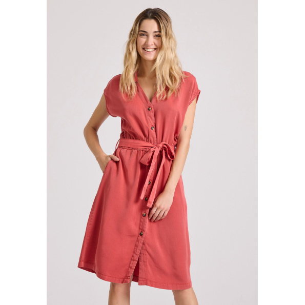 Γυναικείο midi σεμιζιέ φόρεμα FUNKY BUDDHA FBL009-147-13 κόκκινη