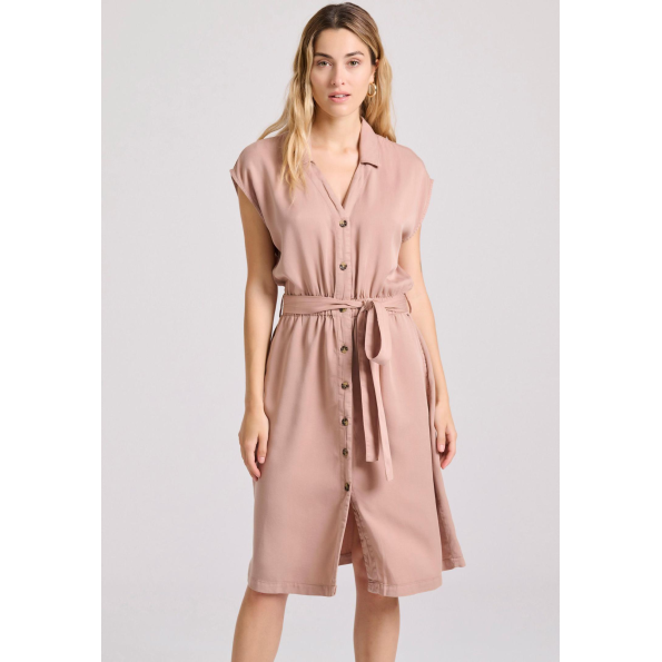 Γυναικείο midi σεμιζιέ φόρεμα FUNKY BUDDHA FBL009-147-13 μπεζ
