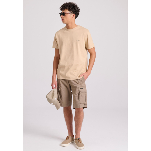 Ανδρική cargo βερμούδα FUNKY BUDDHA FBM009-033-03 μπεζ  Ανδρικά
