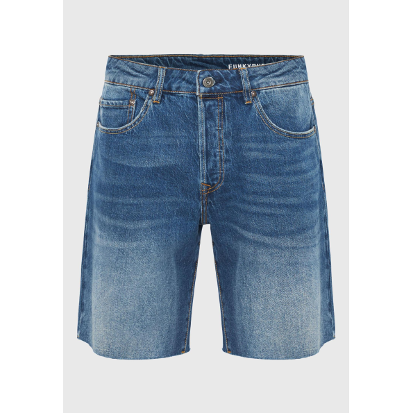 Ανδρική jean βερμούδα FUNKY BUDDHA FBM009-085-03 μπλε Ανδρικά