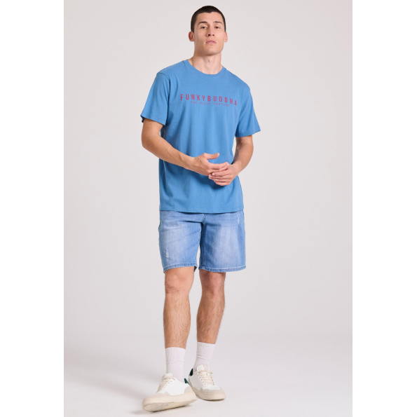 Aνδρικό T-shirt FUNKY BUDDHA FBM009-010-04 μπλε Ανδρικά