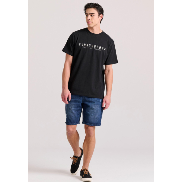 Aνδρικό T-shirt FUNKY BUDDHA FBM009-010-04 μαύρο Ανδρικά
