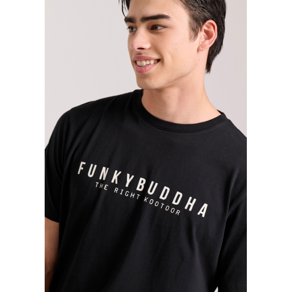 Aνδρικό T-shirt FUNKY BUDDHA FBM009-010-04 μαύρο Ανδρικά