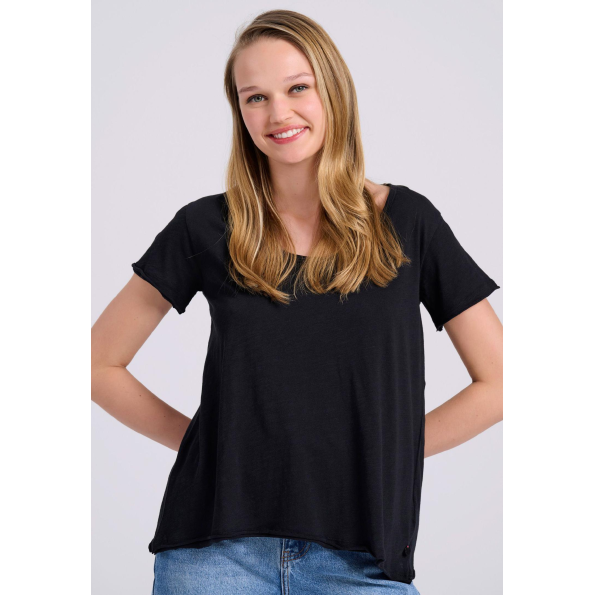 Γυναικείο t-shirt FUNKY BUDDHA FBL009-101-04 μαύρο
