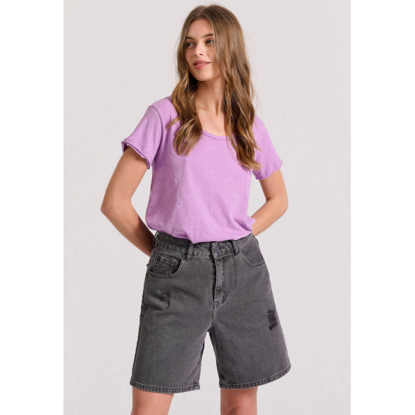 Γυναικείο t-shirt FUNKY BUDDHA FBL009-101-04 μοβ Γυναικεία