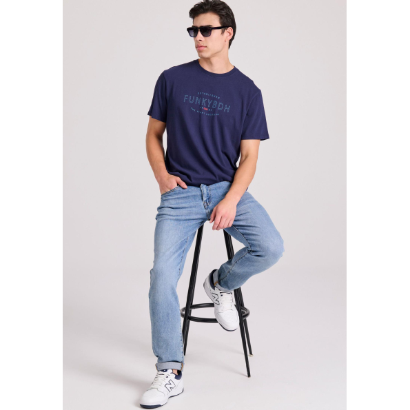 Ανδρικό t-shirt FUNKY BUDDHA FBM009-094-04 μπλε Ανδρικά