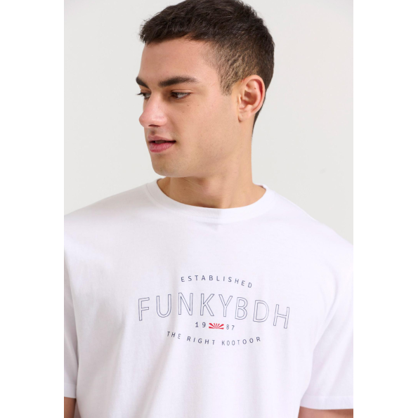 Ανδρικό t-shirt FUNKY BUDDHA FBM009-094-04 λευκό Ανδρικά