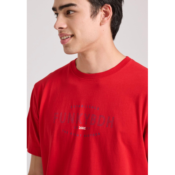 Ανδρικό t-shirt FUNKY BUDDHA  FBM009-094-04 κόκκινο  Ανδρικά
