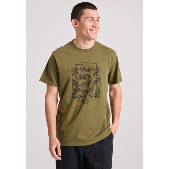 Ανδρικό t-shirt FUNKY BUDDHA FBM009-065-04 χακί Ανδρικά