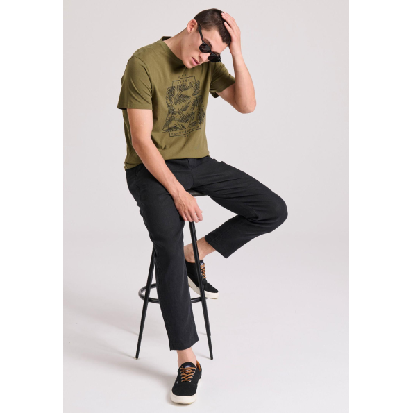 Ανδρικό t-shirt FUNKY BUDDHA FBM009-065-04 χακί Ανδρικά