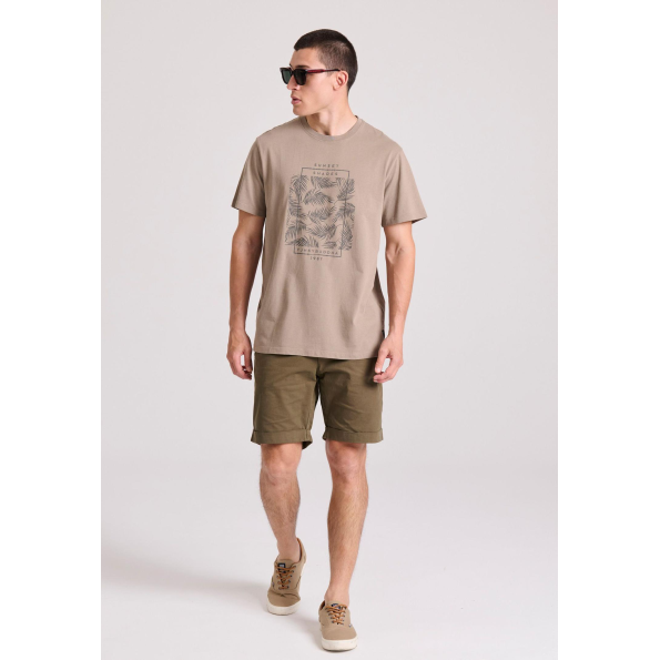 Ανδρικό t-shirt FUNKY BUDDHA FBM009-065-04 μπεζ Ανδρικά