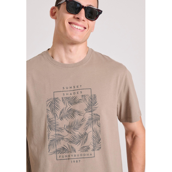 Ανδρικό t-shirt FUNKY BUDDHA FBM009-065-04 μπεζ Ανδρικά