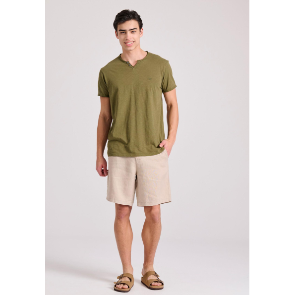 Ανδρικο t-shirt FUNKY BUDDHA FBM009-004-04 χακί Ανδρικά